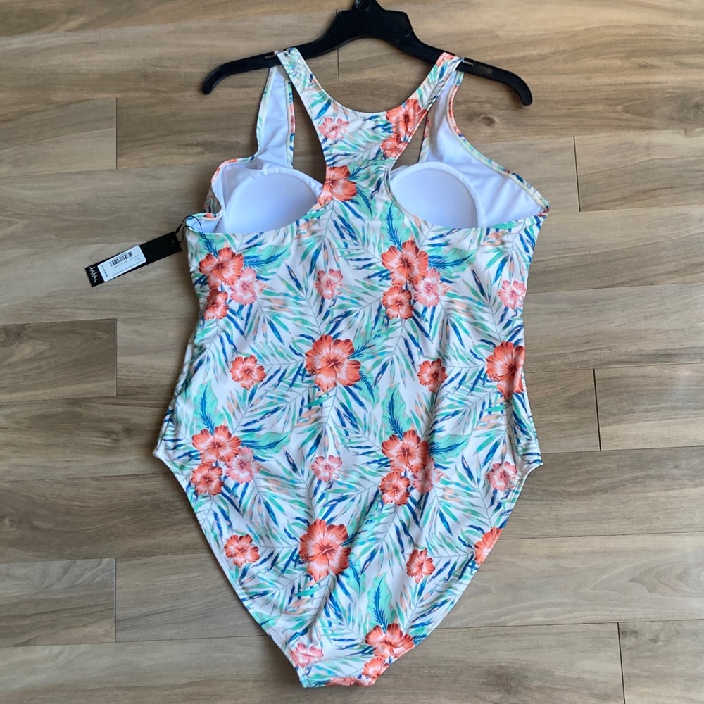 Nicole Miller One piece racerback Swimsuit Bellini blossom floral printed 3X - Picture 15 of 17